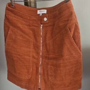 Gilli Orange Ribbed Mini Pencil Skirt